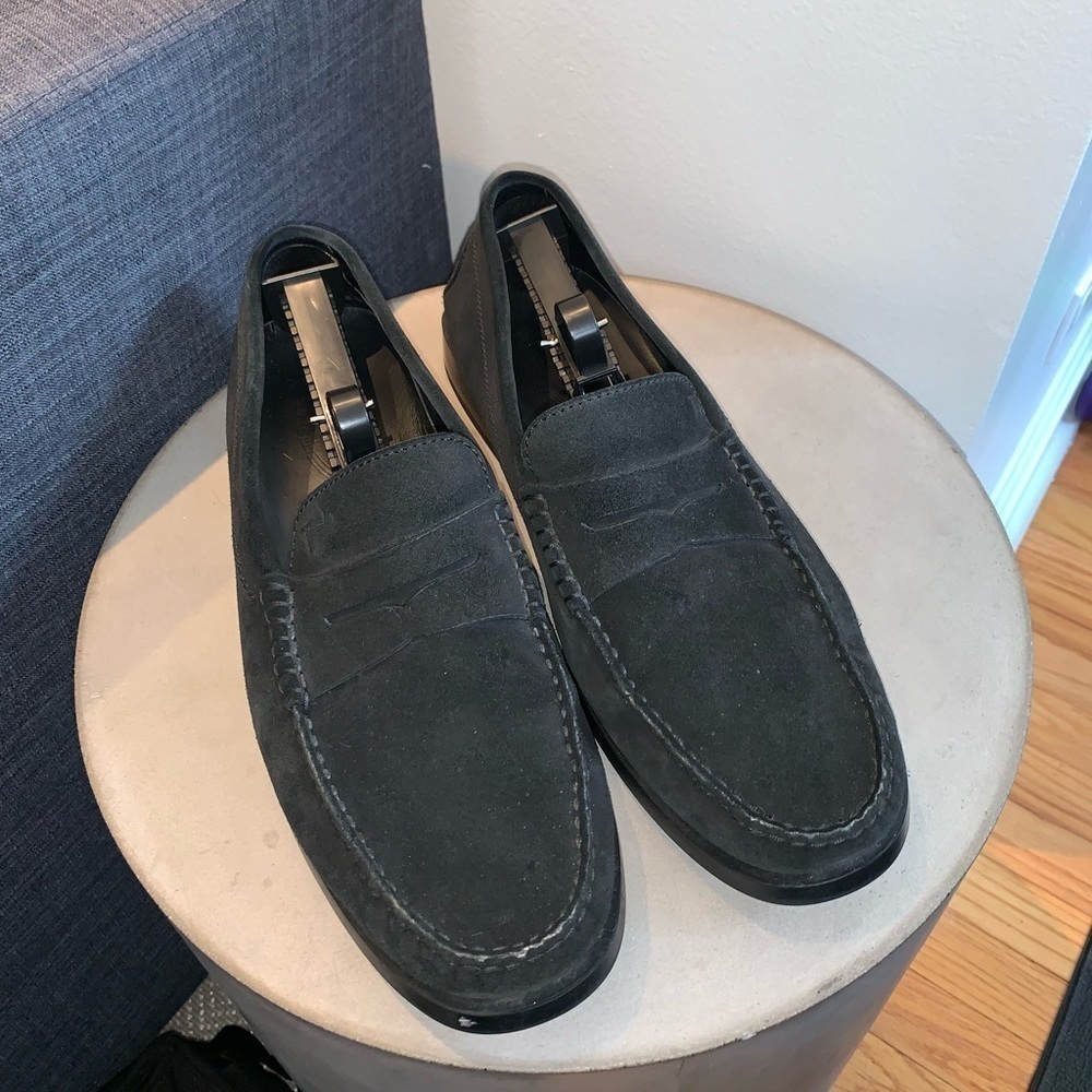 Tods Black Suede Slip on Loafers - Picture 1 of 6